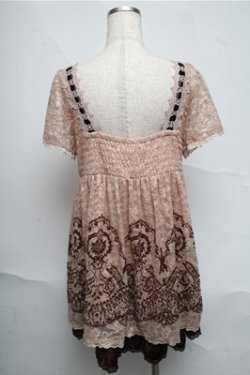 画像2: axes femme / 総レースフロッキーチュニック  ピンクベージュ S-25-07-03-1021-AX-TO-HR-ZS
