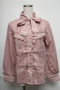 axes femme / ボウタイ付き長袖フリルブラウス  ピンク S-25-07-03-1023-AX-BL-HR-ZS