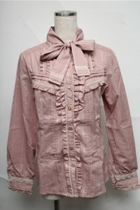 axes femme / ボウタイ付き長袖フリルブラウス  ピンク S-25-07-03-1023-AX-BL-HR-ZS