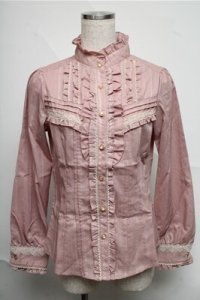 axes femme / ボウタイ付き長袖フリルブラウス  ピンク S-25-07-03-1024-AX-BL-HR-ZS