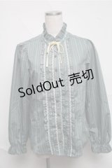 axes femme / ストライプフリルブラウス  グリーン S-25-07-03-1025-AX-BL-HR-ZI