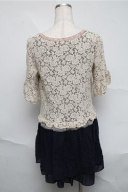 画像2: axes femme / ボレロ重ね着風ワンピース  オフｘ紺 S-25-07-03-1027-AX-OP-HR-ZS