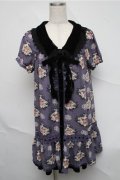 axes femme / バラ柄シフォンワンピース  パープル S-25-07-03-1028-AX-OP-HR-ZS