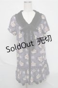 axes femme / バラ柄シフォンワンピース  パープル S-25-07-03-1028-AX-OP-HR-ZS