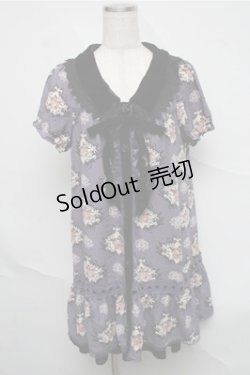 画像1: axes femme / バラ柄シフォンワンピース  パープル S-25-07-03-1028-AX-OP-HR-ZS