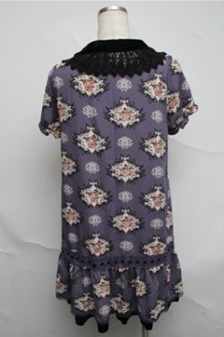 画像2: axes femme / バラ柄シフォンワンピース  パープル S-25-07-03-1028-AX-OP-HR-ZS
