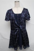 axes femme / チェックチュニック  紺 S-25-07-03-1029-AX-TO-HR-ZS