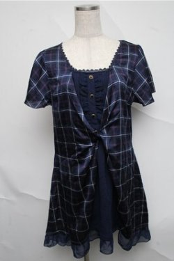 画像1: axes femme / チェックチュニック  紺 S-25-07-03-1029-AX-TO-HR-ZS