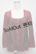 axes femme / 重ね着風レースプルオーバー  赤 S-25-07-03-1033-AX-OP-HR-ZS