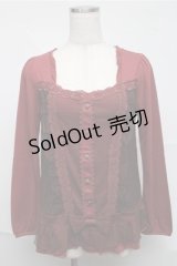 axes femme / 重ね着風レースプルオーバー  赤 S-25-07-03-1033-AX-OP-HR-ZS