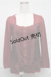axes femme / 重ね着風レースプルオーバー  赤 S-25-07-03-1033-AX-OP-HR-ZS
