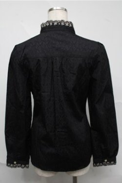 画像2: axes femme POETIQUE / フロント刺繍ブラウス  黒 S-25-07-03-1036-AX-OP-AS-ZS