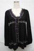 axes femme / カーディガン風プルオーバー  黒 S-25-07-03-1037-AX-TO-HR-ZS