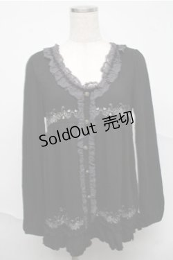 画像1: axes femme / カーディガン風プルオーバー  黒 S-25-07-03-1037-AX-TO-HR-ZS