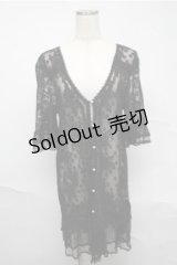 axes femme / 総レースロングカーディガン  黒 S-25-07-03-1038-AX-TO-AS-ZS