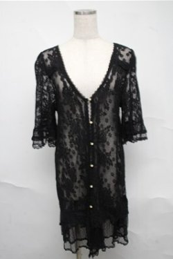 画像1: axes femme / 総レースロングカーディガン  黒 S-25-07-03-1038-AX-TO-AS-ZS