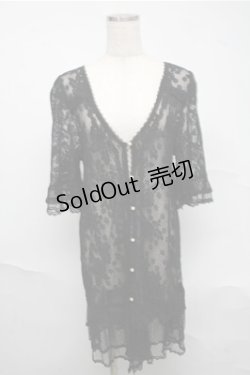 画像1: axes femme / 総レースロングカーディガン  黒 S-25-07-03-1038-AX-TO-AS-ZS