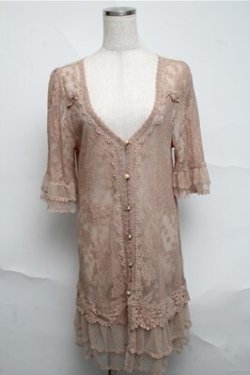 画像1: axes femme / 総レースロングカーディガン  ベージュ S-25-07-03-1039-AX-TO-AS-ZS