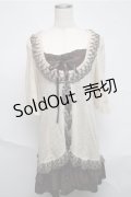 axes femme / カーディガン重ね着風ワンピース  オフｘブラウン S-25-07-03-1041-AX-TO-HR-ZS