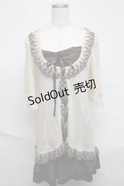 画像1: axes femme / カーディガン重ね着風ワンピース  オフｘブラウン S-25-07-03-1041-AX-TO-HR-ZS