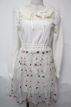 画像1: LIZ LISA / お花刺繍チュールワンピース  オフ S-25-07-03-034-LO-OP-AS-ZI