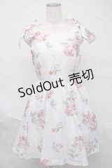 LIZ LISA / ペイントローズ柄ワンピース  白 S-25-07-04-045-LO-OP-HR-ZI