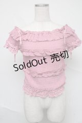 LIZ LISA / シャーリングオフショルトップス  ピンク S-25-07-04-009-LO-TO-AS-ZS