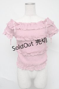 LIZ LISA / シャーリングオフショルトップス  ピンク S-25-07-04-009-LO-TO-AS-ZS