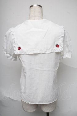 画像2: Secret Honey / いちご刺繍セーラーブラウス  白ｘ赤 S-25-07-04-015-CA-BL-HR-ZS