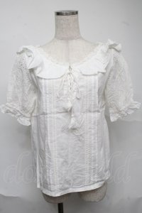LIZ LISA / 襟付コットンブラウス  白 S-25-07-04-016-LO-TO-HR-ZS
