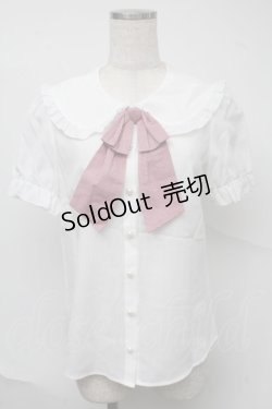 画像1: Secret Honey / さくらんぼ刺繍セーラーブラウス  白 S-25-07-04-018-CA-BL-HR-ZS