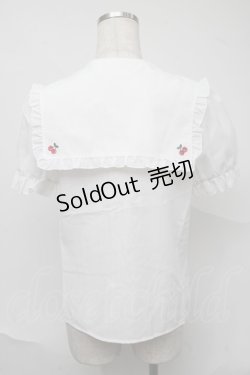 画像2: Secret Honey / さくらんぼ刺繍セーラーブラウス  白 S-25-07-04-018-CA-BL-HR-ZS