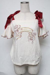 LIZ LISA / プリントオフショルトップス  キナリｘボルドー S-25-07-04-023-LO-TO-HR-ZS