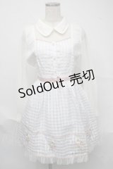 LIZ LISA / マーガレット刺繍入りシアーギンガムワンピース  白 S-25-07-04-036-LO-OP-HR-ZS