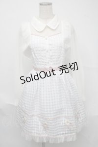 LIZ LISA / マーガレット刺繍入りシアーギンガムワンピース  白 S-25-07-04-036-LO-OP-HR-ZS