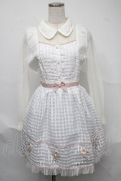 画像1: LIZ LISA / マーガレット刺繍入りシアーギンガムワンピース  白 S-25-07-04-036-LO-OP-HR-ZS