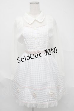 画像1: LIZ LISA / マーガレット刺繍入りシアーギンガムワンピース  白 S-25-07-04-036-LO-OP-HR-ZS