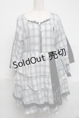 NieR Clothing / チェックワンピース  サックス S-25-07-05-045-PU-OP-AS-ZS