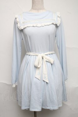 画像1: E hｙphen WORLD GALLERY Bon Bon / パステルセーラーワンピース  サックス S-25-07-05-046-LO-OP-HR-ZS