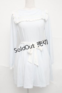 画像1: E hｙphen WORLD GALLERY Bon Bon / パステルセーラーワンピース  サックス S-25-07-05-046-LO-OP-HR-ZS