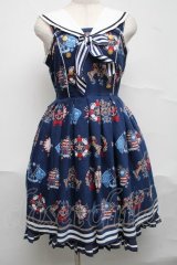 Angelic Pretty / Vintage Marineジャンパースカート  紺 S-25-07-05-049-AP-OP-AS-ZS