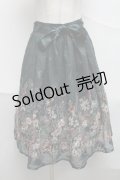 axes femme / リボン付花柄フレアスカート  グリーン S-25-07-05-062-AX-SK-AS-ZI