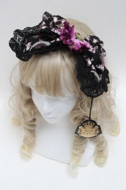 画像1: ALICE and the PIRATES / 旅立ちのブーケと希望の窓ななめリボンカチューシャ  黒ｘ紫 S-25-07-05-008-PA-AC-HR-ZS