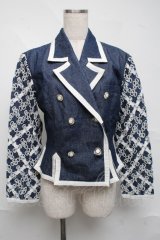 MILK / バイカラーデニムジャケット  ブルーｘ白 S-25-07-05-022-ML-JA-HR-ZS
