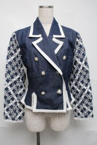 MILK / バイカラーデニムジャケット  ブルーｘ白 S-25-07-05-022-ML-JA-HR-ZS
