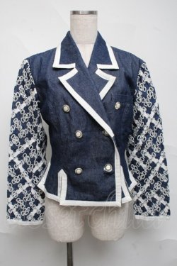 画像1: MILK / バイカラーデニムジャケット  ブルーｘ白 S-25-07-05-022-ML-JA-HR-ZS