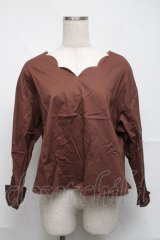 Franche Lippee / 袖リボントップス  ブラウン S-25-07-05-023-LO-TO-HR-ZT039