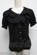 axes femme / フェミニンラッフルブラウス  黒 S-25-07-05-027-AX-BL-HR-ZS