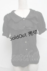 axes femme / フェミニンラッフルブラウス  黒 S-25-07-05-027-AX-BL-HR-ZS
