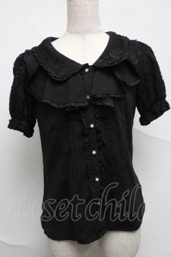 画像1: axes femme / フェミニンラッフルブラウス  黒 S-25-07-05-027-AX-BL-HR-ZS